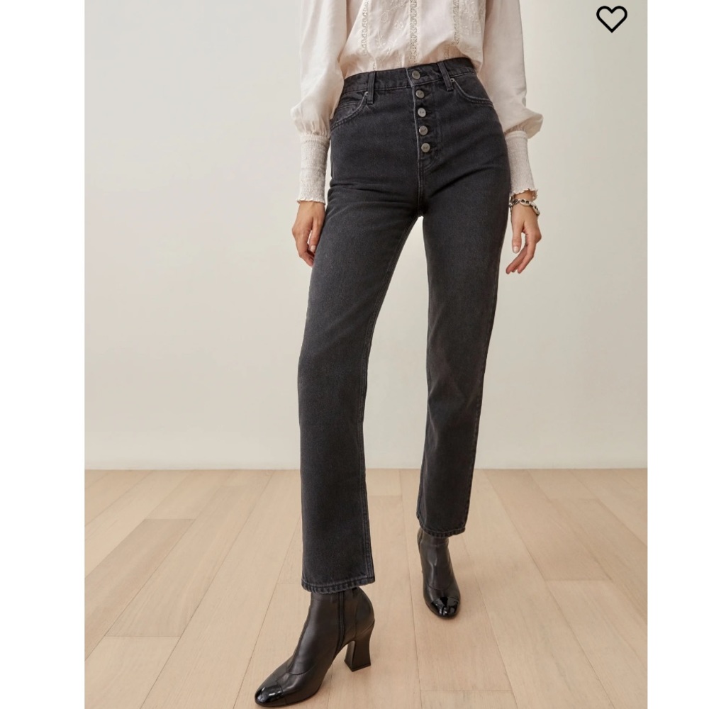 Reformation Cynthia Button Fly High Rise Straight Jeans sz 27